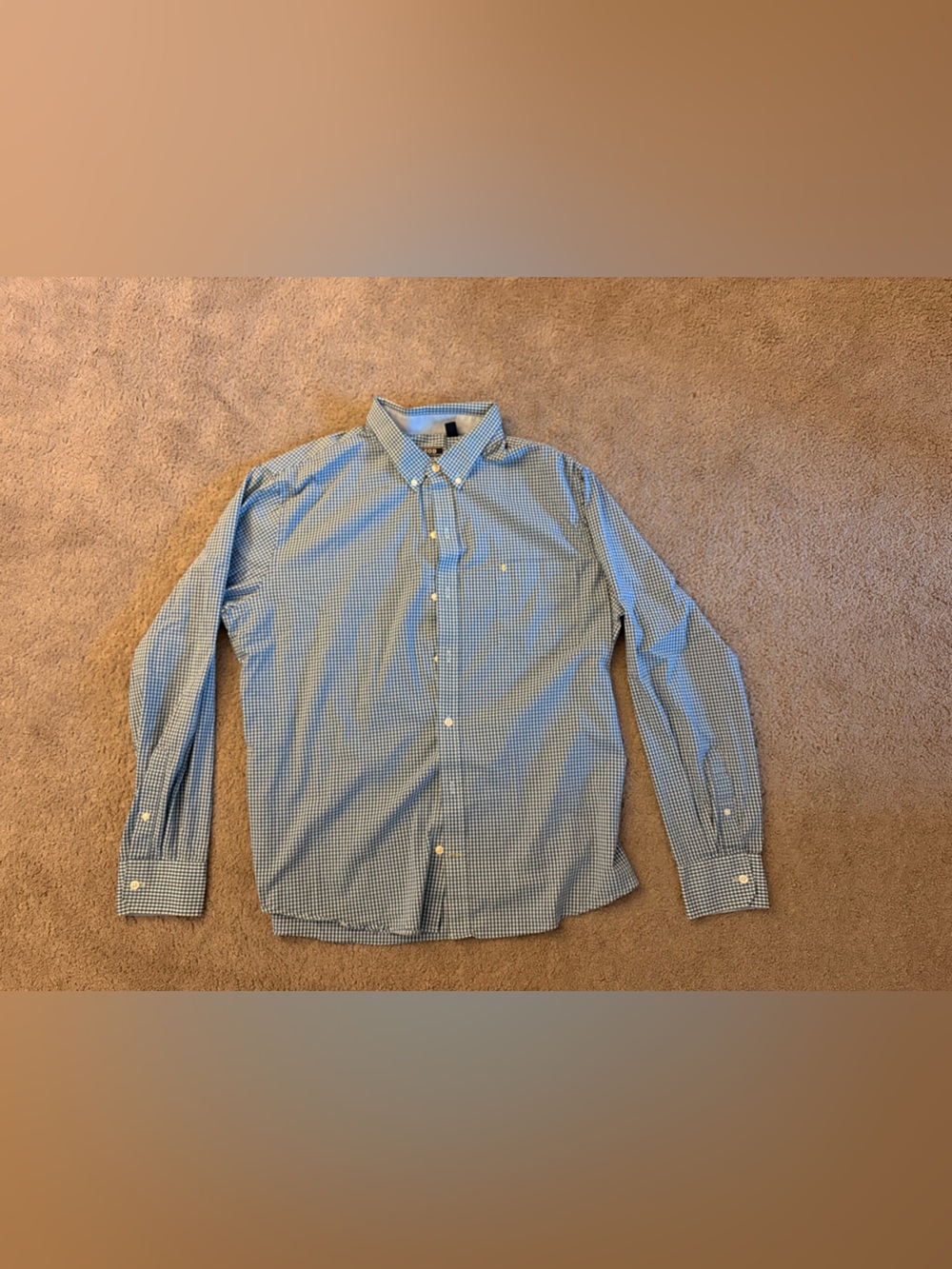 Izod Blue Gingham Button-Down Dress Shirt